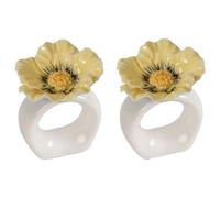 ByON Poppy 5260919903 - Juego de 2 servilleteros de Porcelana Pintada a Mano, decoración de Mesa, Color Beige