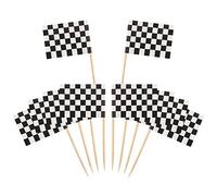 byou Banderas con Palillos,Toothpick Flags 100 Piezas Bambú Mini Cuadros de Carreras Banderas para Pastel de Fiesta Comida Plato de Queso Aperitivos
