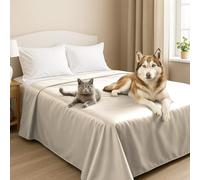 Byour3 - Cubrecama Doble Super Impermeable Animales Colcha Antimanchas Antimoho Protección Cama Individual Queen Size Anti Pelo Gato Perro Niños Manta Lavable (Marfil, 230x275cm - Cama 135)