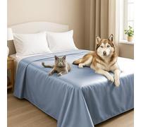 Byour3 - Cubrecama Doble Super Impermeable Animales Colcha Antimanchas Antimoho Protección Cama Individual Queen Size Anti Pelo Gato Perro Niños Manta Lavable (Azul Claro, 260x275cm - Cama 180)