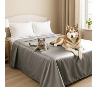 Byour3 - Cubrecama Doble Super Impermeable Animales Colcha Antimanchas Antimoho Protección Cama Individual Queen Size Anti Pelo Gato Perro Niños Manta Lavable (Gris Acero, 260x275cm - Cama 180)