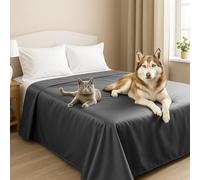 Byour3 - Cubrecama Doble Super Impermeable Animales Colcha Antimanchas Antimoho Protección Cama Individual Queen Size Anti Pelo Gato Perro Niños Manta Lavable (Gris Plomo, 260x275cm - Cama 180)