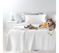 Byour3 - Cubrecama Doble Super Impermeable Animales Colcha Antimanchas Antimoho Protección Cama Individual Queen Size Anti Pelo Gato Perro Niños Manta Lavable (Blanco, 260x275cm - Cama 180)