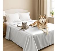 Byour3 - Cubrecama Doble Super Impermeable Animales Colcha Antimanchas Antimoho Protección Cama Individual Queen Size Anti Pelo Gato Perro Niños Manta Lavable (Blanco, 230x275cm - Cama 135)