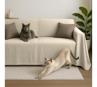 Byour3 - Funda De Sofá 3 2 4 1 Plazas 100% Algodón Puro Ligero Rectangular Tela Sofa Cubre Todo Recubrimiento Sofás También por Forma de L U Chaise Longue Derecho Izquierdo (Marfil, 4 Plazas)