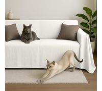 Byour3 - Funda De Sofá 3 2 4 1 Plazas 100% Algodón Puro Ligero Rectangular Tela Sofa Cubre Todo Recubrimiento Sofás También por Forma de L U Chaise Longue Derecho Izquierdo (Blanco, 3 Plazas)