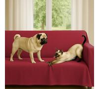 Byour3 - Funda De Sofá 3 4 5 Plazas Algodón Mixto Grueso Tela Multiusos Universal Protector Sofás También por Forma De L U Chaise Longue Brazo Derecho Izquierdo Lavable (Panama Rojo, 3 plazas)