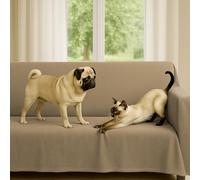 Byour3 - Funda De Sofá 3 4 5 Plazas Algodón Mixto Grueso Tela Multiusos Universal Protector Sofás También por Forma De L U Chaise Longue Brazo Derecho Izquierdo Lavable (Panama Beige, 3 plazas)