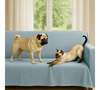 Byour3 - Funda De Sofá 3 4 5 Plazas Algodón Mixto Grueso Tela Multiusos Universal Protector Sofás También por Forma De L U Chaise Longue Brazo Derecho Izquierdo Lavable (Panama Azul Claro, 2 plazas)