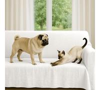 Byour3 - Funda De Sofá 3 4 5 Plazas Algodón Mixto Grueso Tela Multiusos Universal Protector Sofás También por Forma De L U Chaise Longue Brazo Derecho Izquierdo Lavable (Blanco Nieve, 5 plazas)