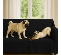 Byour3 - Funda De Sofá 3 4 5 Plazas Algodón Mixto Grueso Tela Multiusos Universal Protector Sofás También por Forma De L U Chaise Longue Brazo Derecho Izquierdo Lavable (Negro Intenso, 5 plazas)