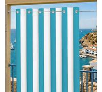 Byour3 - Toldos Exteriores Impermeables con Ojales Metálicos Anti-Moho - Cortinas Laterales Opacas Gazebo Toldo Lona Solar Parasol Balcón Terraza Jardin Pergola (Rayas Turquesa, L.155x272H)