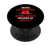 Bypass Cirugía a corazón Abierto Recuperación Sobreviviente Niñas Mujeres PopSockets PopGrip Adhesivo