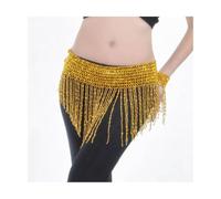BYPIAOERZ Pañuelo de la Cadera para Danza del Vientre con Cuentas Brillantes Hecho a Mano para Danza del Vientre, Falda con Cadena, cinturón, Traje de Carnaval, Traje de Fiesta