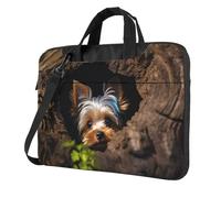 BYPPJGH A Little Yorkshire Terrier - Bolsa de hombro para laptop para hombres y mujeres, maletín con asa de correa, bolsa impermeable para laptop, Black, 15.6 inch