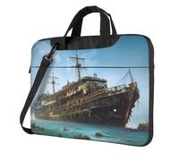 BYPPJGH Abandoned Cruise Ship At Sea - Bolsa de hombro para laptop para hombres y mujeres, maletín con asa de correa, bolsa impermeable para laptop, Black, 14 inch
