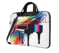 BYPPJGH Bolsa de hombro colorida para teclado de piano, música, portátil, para hombres y mujeres, maletín con asa de correa, impermeable, para laptop, Black, 15.6 inch