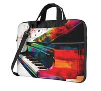 BYPPJGH Bolsa de hombro colorida para teclado de piano, música, portátil, para hombres y mujeres, maletín con asa de correa, impermeable, para laptop, Black, 13 inch