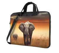 BYPPJGH Bolsa de hombro para laptop con diseño de elefante salvaje para hombres y mujeres, bolsa de mensajero con asa de correa, bolsa impermeable para laptop, Black, 15.6 inch