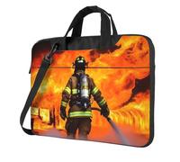 BYPPJGH Bolsa de hombro para laptop con diseño de llamas de bombero, para hombres y mujeres, maletín con asa de correa, impermeable, para laptop, Black, 14 inch
