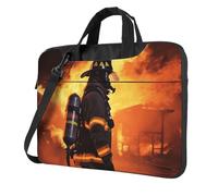 BYPPJGH Bolsa de hombro para laptop con diseño de llamas de bombero, para hombres y mujeres, maletín con asa de correa, impermeable, para laptop, Black, 13 inch