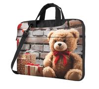 BYPPJGH Bolsa de hombro para laptop con diseño de oso de oso de San Valentín, para hombres y mujeres, maletín con asa de correa, bolsa impermeable para laptop, Black, 13 inch