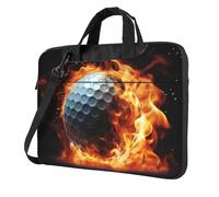 BYPPJGH Bolsa de hombro para laptop con diseño de pelota de golf en llamas para hombres y mujeres, bolsa de mensajero con asa de correa, bolsa impermeable para laptop, Black, 15.6 inch
