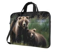 BYPPJGH Bolsa de hombro para laptop con texto "A Mother And A Cub Bears" para hombres y mujeres, maletín con asa de correa, bolsa impermeable para laptop, Black, 14 inch