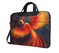 BYPPJGH Bolsa de hombro para laptop de color naranja y rojo Phoenix para hombres y mujeres, maletín con asa de correa, bolsa impermeable para laptop, Black, 15.6 inch