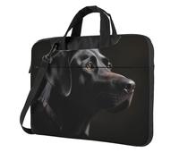 BYPPJGH Bolsa de hombro para laptop de labrador negro para hombres y mujeres, maletín con asa de correa, bolsa impermeable para laptop, Black, 15.6 inch