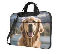 BYPPJGH Bonita bolsa de hombro para laptop Golden Retriever para hombres y mujeres, maletín con asa de correa, bolsa impermeable para laptop, Black, 14 inch