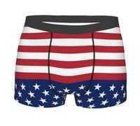 BYPPJGH Calzoncillos tipo bóxer para hombre, ropa interior suave y transpirable, con bandera estadounidense, estrellas, rayas, de algodón elástico, para hombre, cubierta con bolsa de contorno, sin