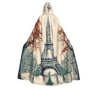 BYPPJGH Capa con capucha de Halloween para adultos, árbol de la ciudad de París, Torre Eiffel, capa de longitud completa, disfraz de Halloween, Navidad, cosplay, para hombres y mujeres