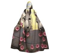 BYPPJGH Capa con capucha de Halloween para adultos, burro y flores, capa de longitud completa, disfraz de Halloween, Navidad, cosplay, para hombres y mujeres