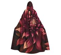 BYPPJGH Capa con capucha de Halloween para adultos, color rojo vino, con flores artísticas, capa de longitud completa, disfraz de Halloween, Navidad, cosplay, para hombres y mujeres