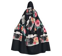BYPPJGH Capa con capucha de Halloween para adultos, con diseño de flores, de longitud completa, para Halloween, Navidad, cosplay, disfraz para hombres y mujeres