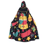 BYPPJGH Capa con capucha de Halloween para adultos, con imágenes de feliz cumpleaños, capa de longitud completa, disfraz de Halloween, Navidad, cosplay, para hombres y mujeres