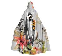 BYPPJGH Capa con capucha de Halloween para adultos, diseño de flores de lémur, capa de longitud completa, disfraz de Halloween, Navidad, cosplay, para hombres y mujeres