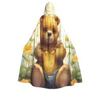 BYPPJGH Capa con capucha de Halloween para adultos, diseño de flores y oso, capa de longitud completa, disfraz de Halloween, Navidad, cosplay, para hombres y mujeres