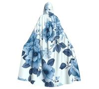 BYPPJGH Capa con capucha de Halloween para adultos, diseño floral de flores azules, 1 capa de longitud completa, disfraz de Halloween, Navidad, cosplay, para hombres y mujeres