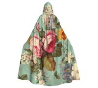 BYPPJGH Capa con capucha de Halloween para adultos, diseño vintage de flores florales, capa de longitud completa, disfraz de Halloween, Navidad, cosplay, para hombres y mujeres