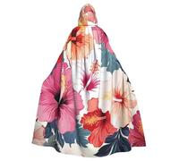 BYPPJGH Capa con capucha de Halloween para adultos, estampado de flores hawaianas, capa de longitud completa, disfraz de Halloween, Navidad, cosplay, para hombres y mujeres