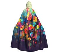 BYPPJGH Capa con capucha de Halloween para adultos, estilo abstracto, flores coloridas, capa de longitud completa, disfraz de Halloween, Navidad, cosplay, para hombres y mujeres
