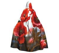 BYPPJGH Capa con capucha de Halloween para adultos, flores de amapola, pétalos vivos, capa de longitud completa, disfraz de Halloween, Navidad, cosplay, para hombres y mujeres