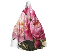 BYPPJGH Capa con capucha de Halloween para adultos, flores de peonía, capa de longitud completa, disfraz de Halloween, Navidad, cosplay, para hombres y mujeres