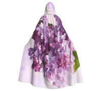 BYPPJGH Capa con capucha de Halloween para adultos, flores lilas, capa de longitud completa, disfraz de Halloween, Navidad, cosplay, para hombres y mujeres