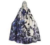 BYPPJGH Capa con capucha de Halloween para adultos, flores moradas, capa de longitud completa, disfraz de Halloween, Navidad, cosplay, para hombres y mujeres