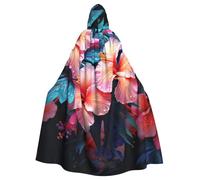 BYPPJGH Capa con capucha de Halloween para adultos, flores tropicales, capa de longitud completa, disfraz de Halloween, Navidad, cosplay, para hombres y mujeres