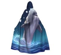 BYPPJGH Capa con capucha de Halloween para adultos, lindo animal marino, delfín, capa de longitud completa, disfraz de Halloween, Navidad, cosplay, para hombres y mujeres