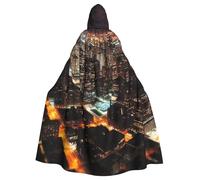 BYPPJGH Capa con capucha de Halloween para adultos, luces de ciudad, capa de longitud completa, disfraz de Halloween, Navidad, cosplay, para hombres y mujeres